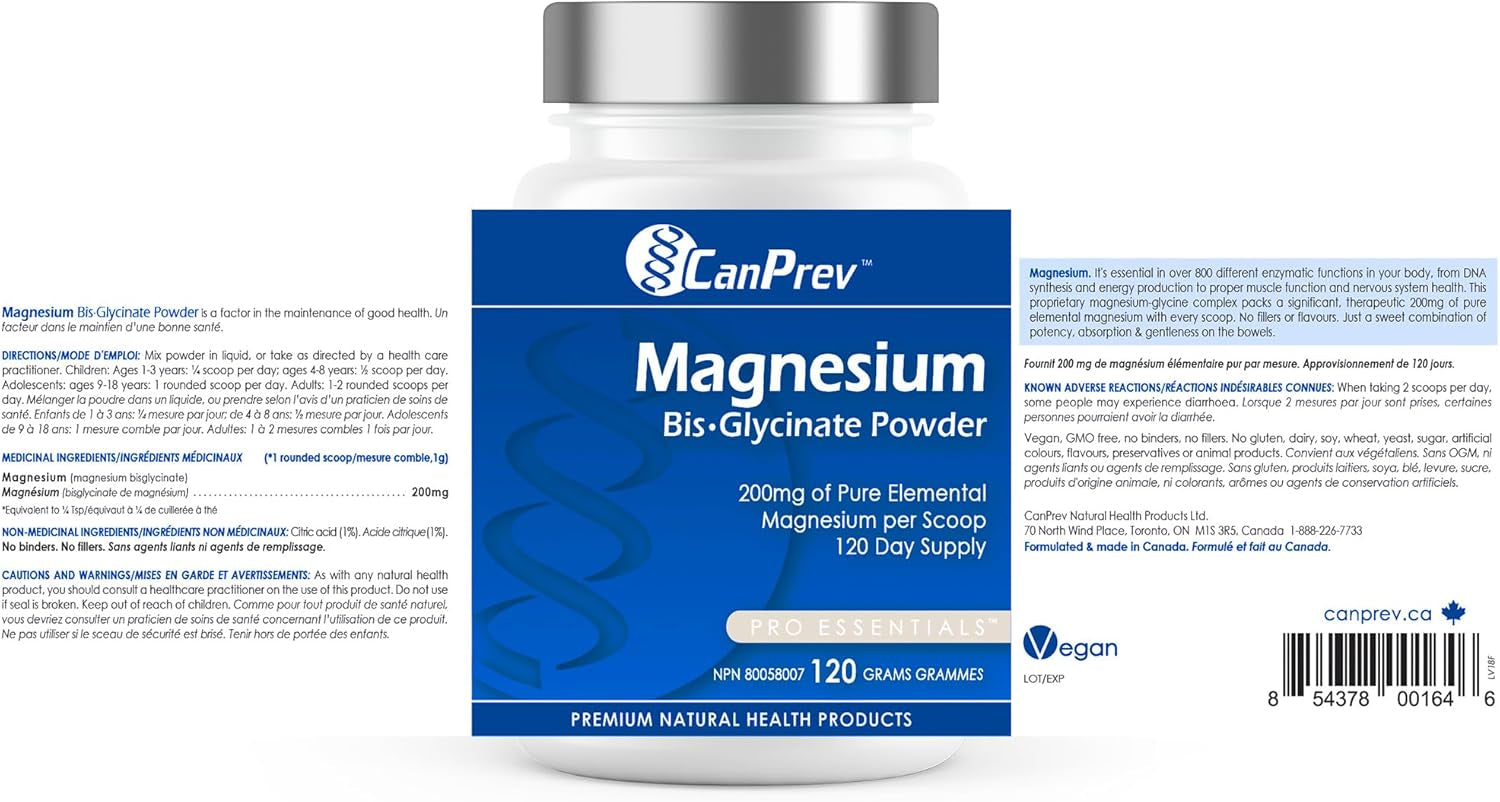 Magnesium Bis-Glycinate Powder 200Mg, 120G 120-Day Supply - Pure Chelated Magnesium Bisglycinate to Support Healthy Bones, Teeth and Muscle Function - Gentle & Easy to Absorb - Vegan Friendly