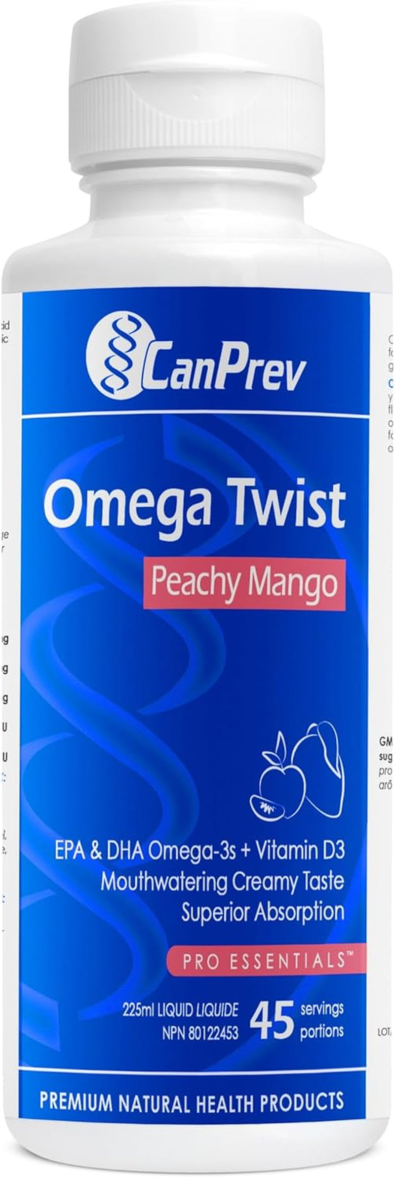 Omega Twist - Peachy Mango 225Ml - Superior Absorption Enriched with DHA & EPA Omega-3 Fatty Acids -Supports Overall Wellness