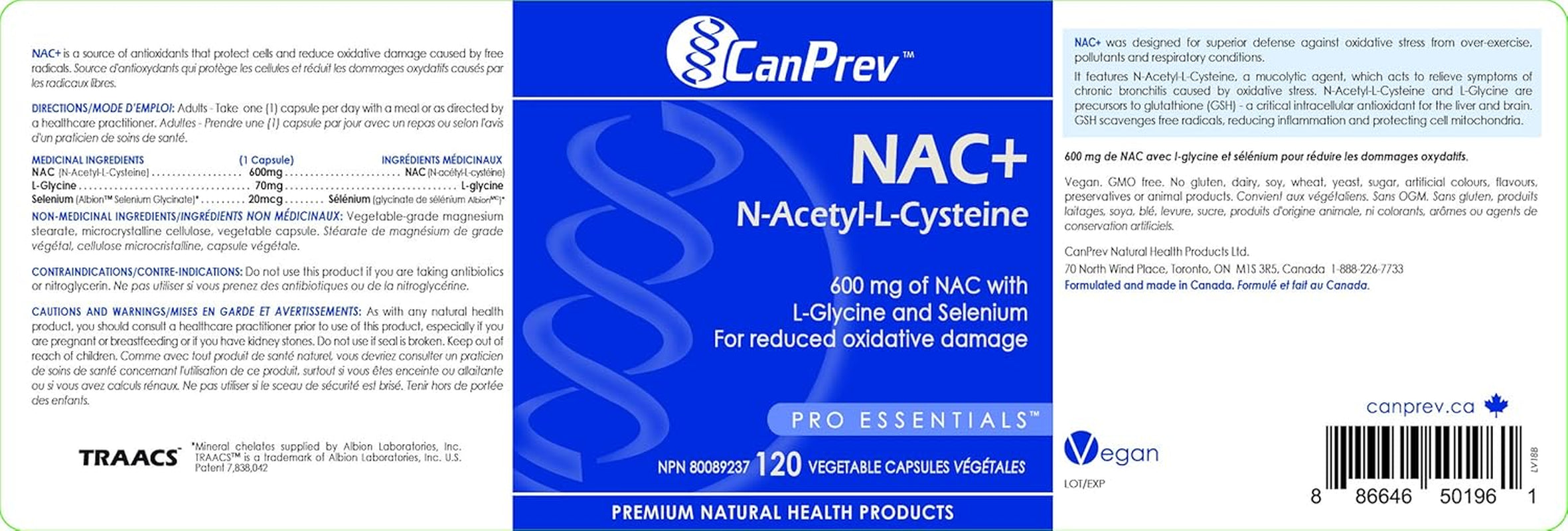 NAC+ N-Acetyl-L-Cysteine Supplement, 120 V-Caps - 600Mg NAC with L-Glycine & Selenium - Promotes Healthy Glutathione Levels, Immune Support, Liver Function & Oxidative Balance