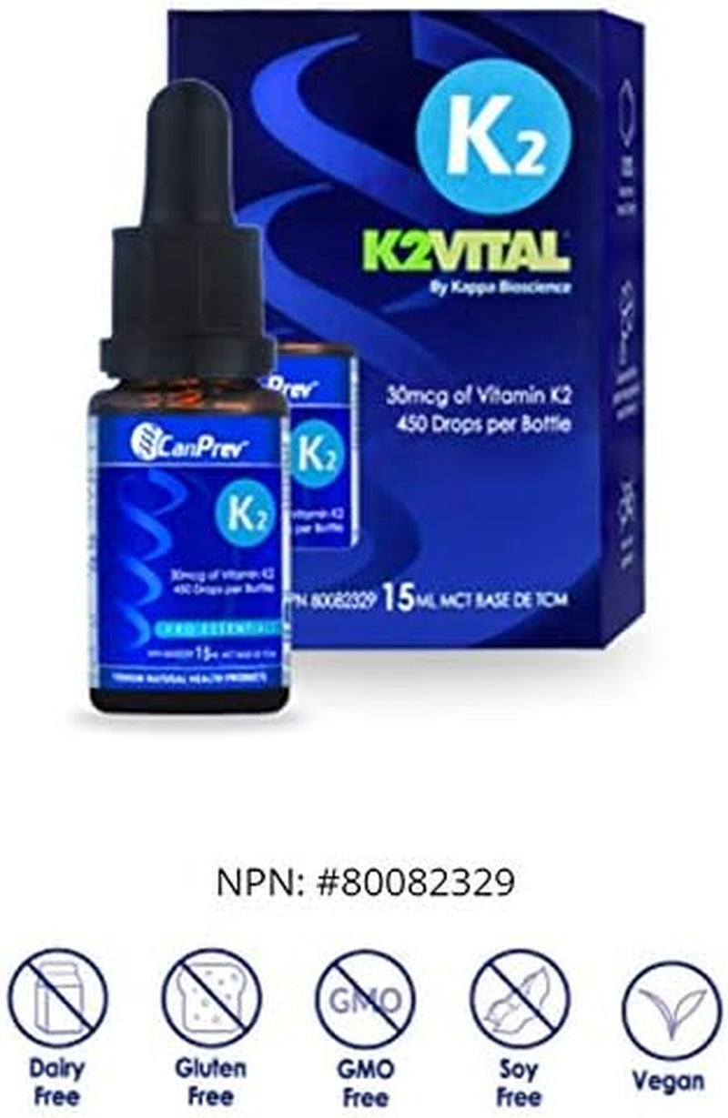 K2 Drops, 15Ml, 300 Servings, 30Mcg MK-7 Vitamin K2 Liquid, Supports Strong Bones & Cardiovascular Wellness, Vegan, Unflavored Formula with MCT Oil for Optimal Calcium Utilization & Absorption