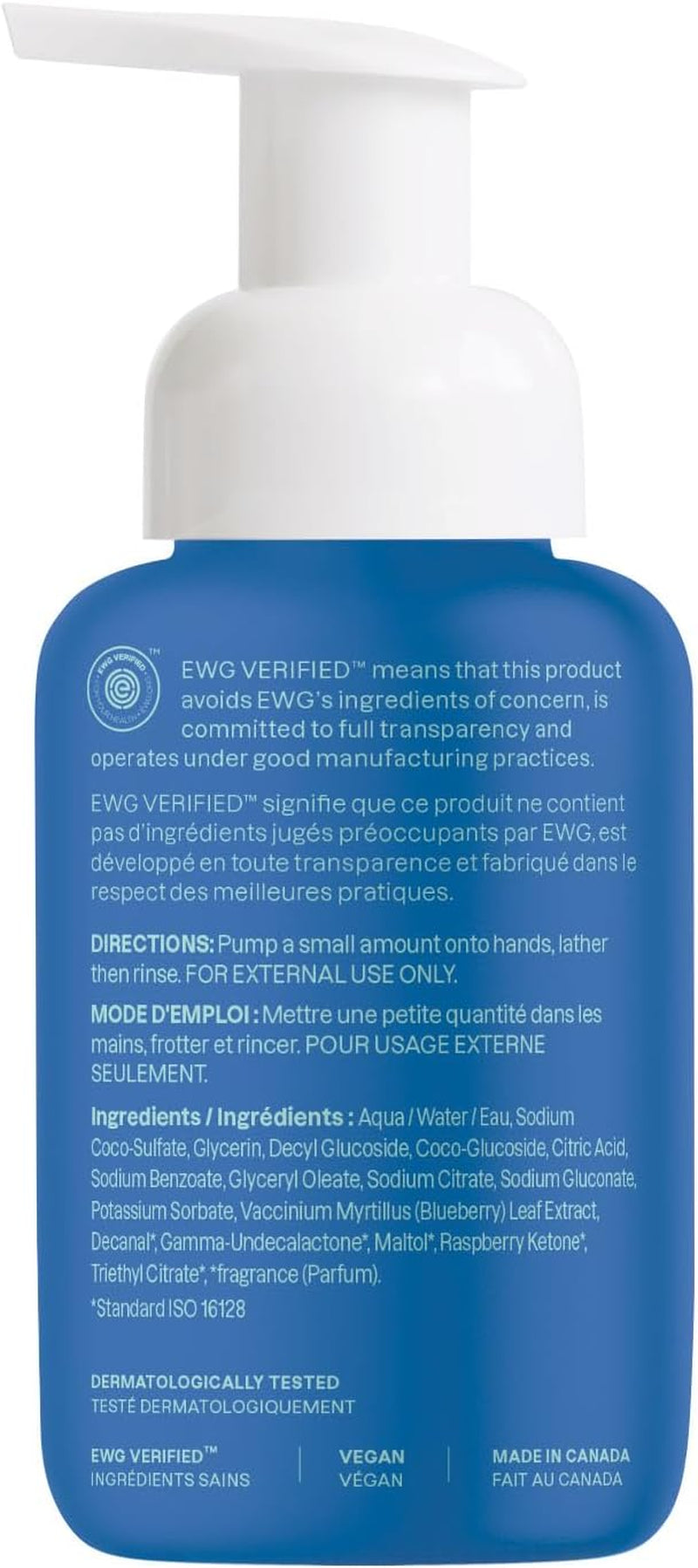 Foaming Hand Soap for Kids, Made in Canada, EWG Verified, Plant- and Mineral-Based Ingredients, Vegan and Cruelty-Free, Blueberry, 295 Ml