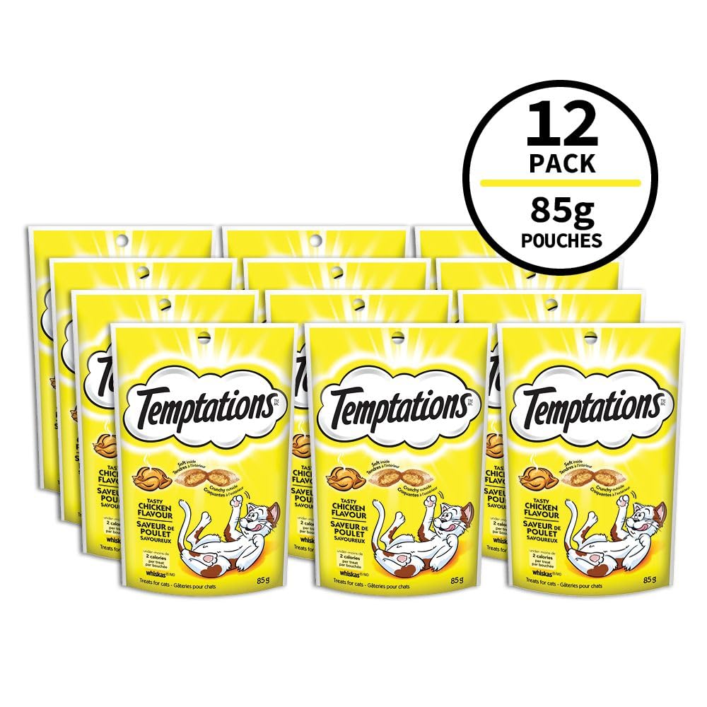 TEMPTATIONS Cat Treats, Tasty Chicken Flavour, 85g (12 Pack)