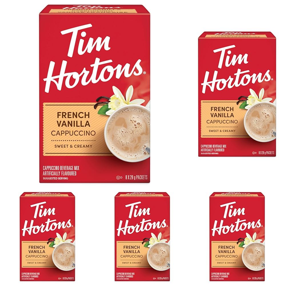Tim Hortons French Vanilla Cappuccino Packets, French Vanilla Cappuccino, 8 Count (Pack of 5)