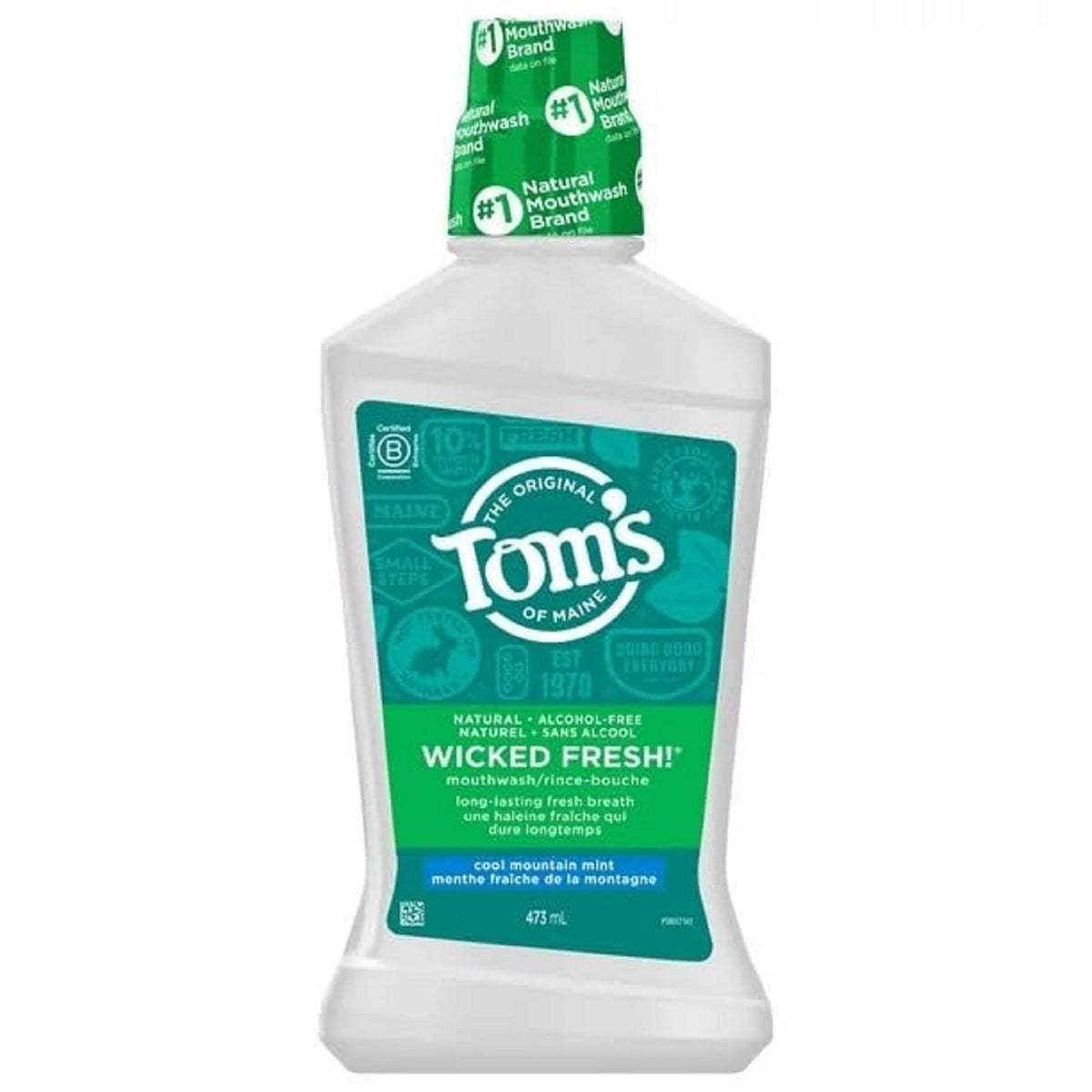 Tom's of Maine Wicked Fresh Natural Mouthwash | Oral Rinse for Long-Lasting Fresh Breath | Alcohol-Free Icy Fresh Mint kids Mouthwash (Pack of 1)