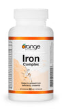 Orange Naturals Iron Complex, 60 Veg Capsules, 60-Day Supply - Vegan, Non-GMO, Soy & Gluten-Free - Gentle Iron Bisglycinate with Vitamin C, B6, B12 & Folic Acid, Easy-to-Digest Iron Supplement