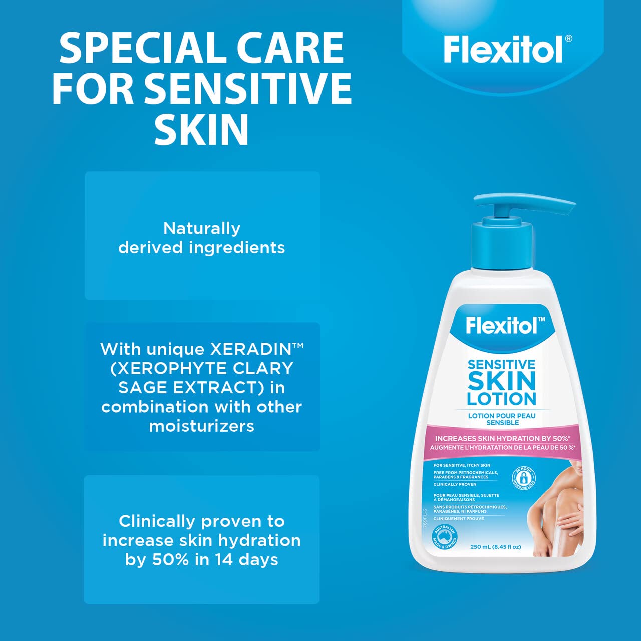 Flexitol Sensitive Skin Lotion - Best Moisturiser for Sensitive Skin, Nourishing Lotion for Face & Body, Hydrating & Soothing Lotion for Dry, Irritated Skin (250ml)