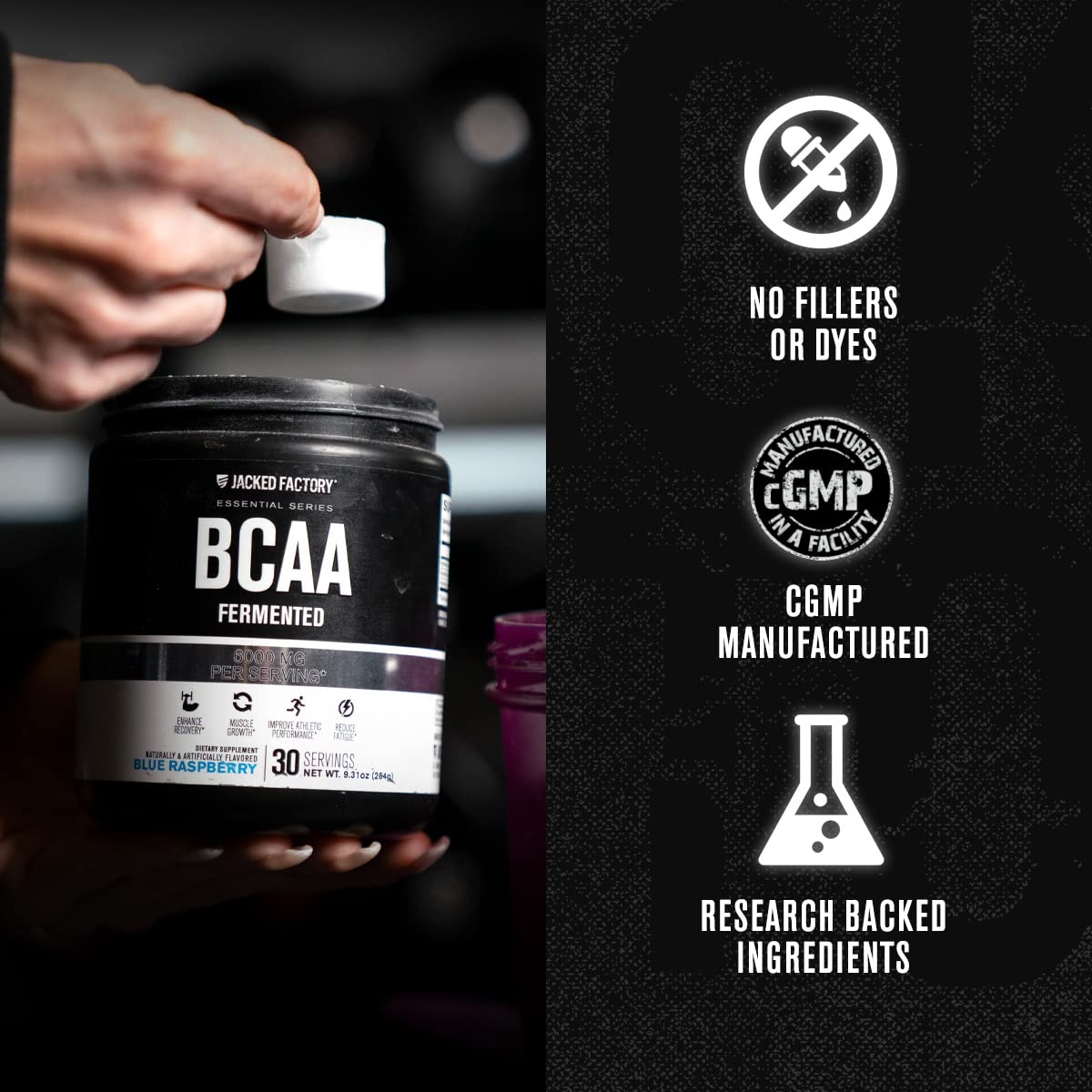 BCAA Powder (Fermented) - 6g Branched Chain Amino Acids Supplement for Enhanced Recovery, Reduced Fatigue, Increased Strength, and Muscle Growth - 30 Servings, Unflavored