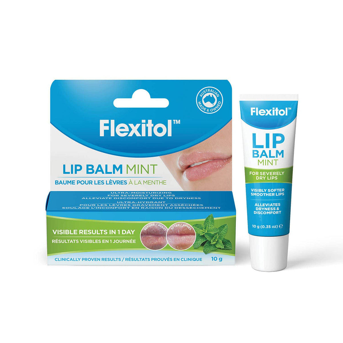 Flexitol Lip Balm – Mint – Best for Dry and Chapped, Moisturiser & Protection, Top Treatment (10g)