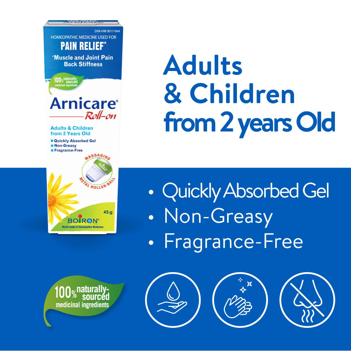 Boiron Arnicare Roll-on Homeopathic medicine for the relief of pain, stiffness (tension) in muscles and joints caused by minor traumas, physical activity or overexertion. Relieves painful back stiffness.45g
