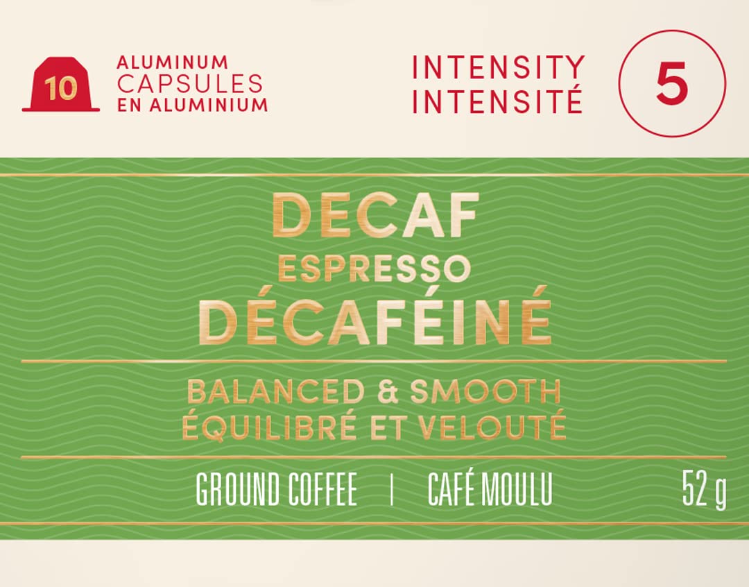 Tim Hortons Decaf Espresso Capsules, Nespresso Original Line Compatible Capsules, 100 Count