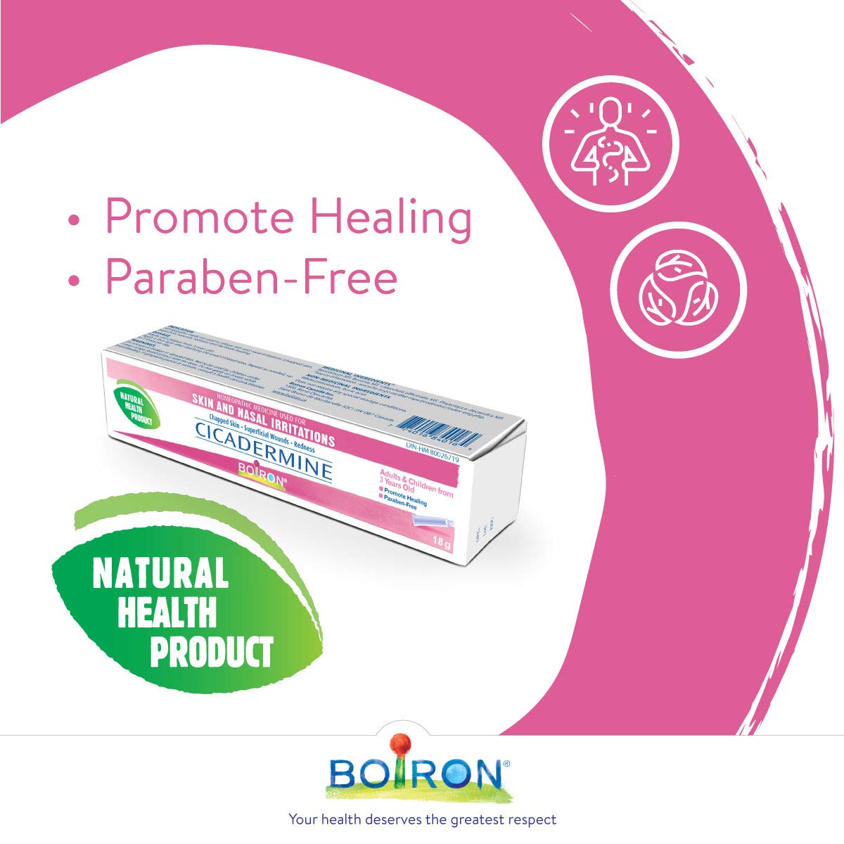 Boiron Cicadermine (Homeoplasmine) Skin, Nasal irritations, chapped skin, Superficial wounds and Redness. 18 gram