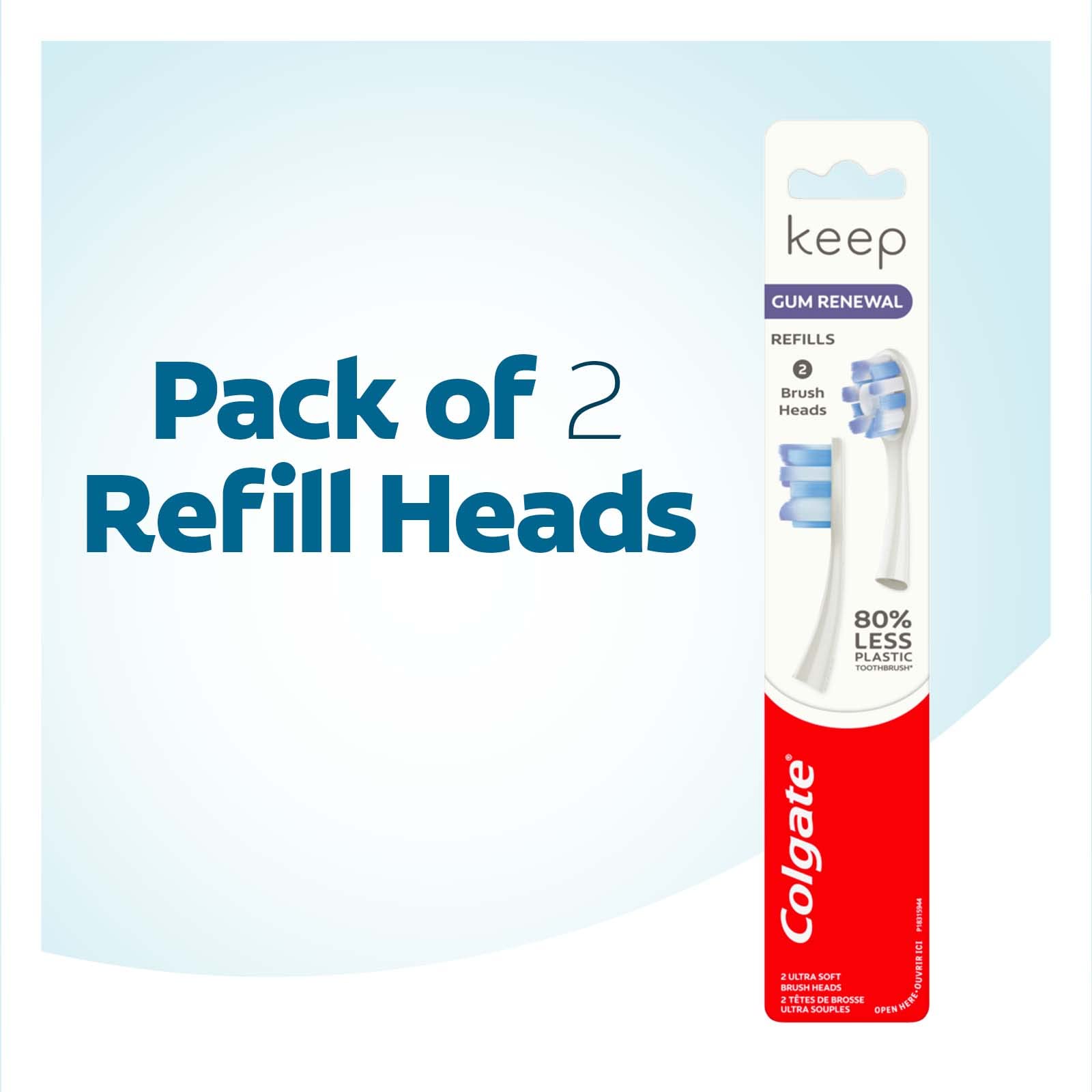 Colgate Keep Gum Renewal Toothbrush Refill Heads, 2 Pack