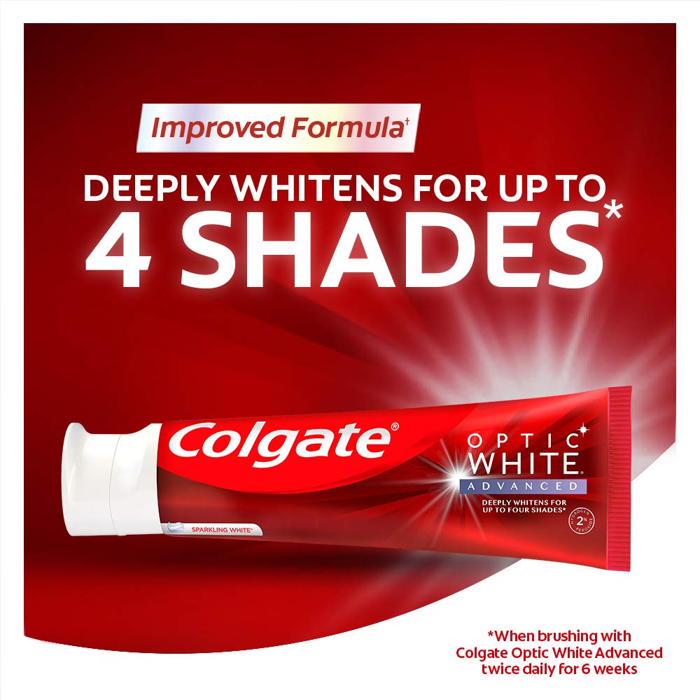 Colgate Optic White Advanced Teeth Whitening Toothpaste, Sparkling White, 133 Ml, 3 Count