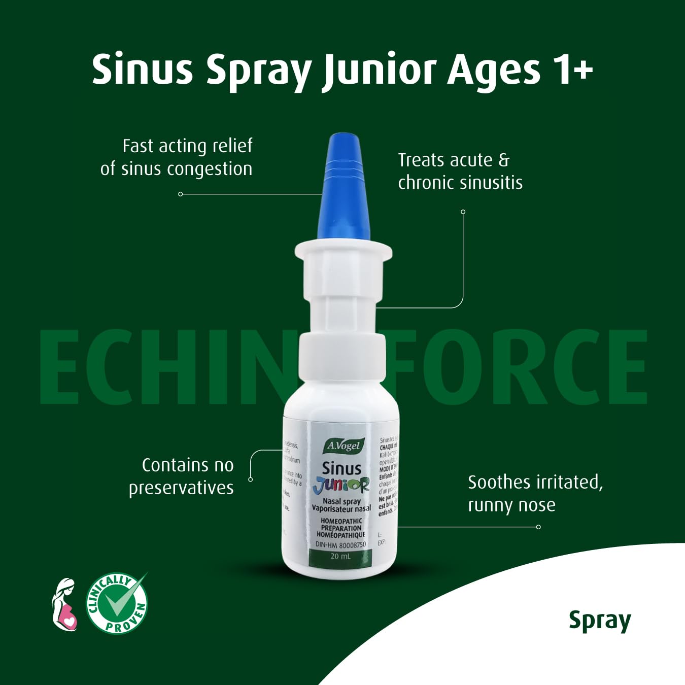 A.Vogel Sinus Junior Nasal Spray 20 ml - Natural Sinus Spray for Kids – Ages 1+
