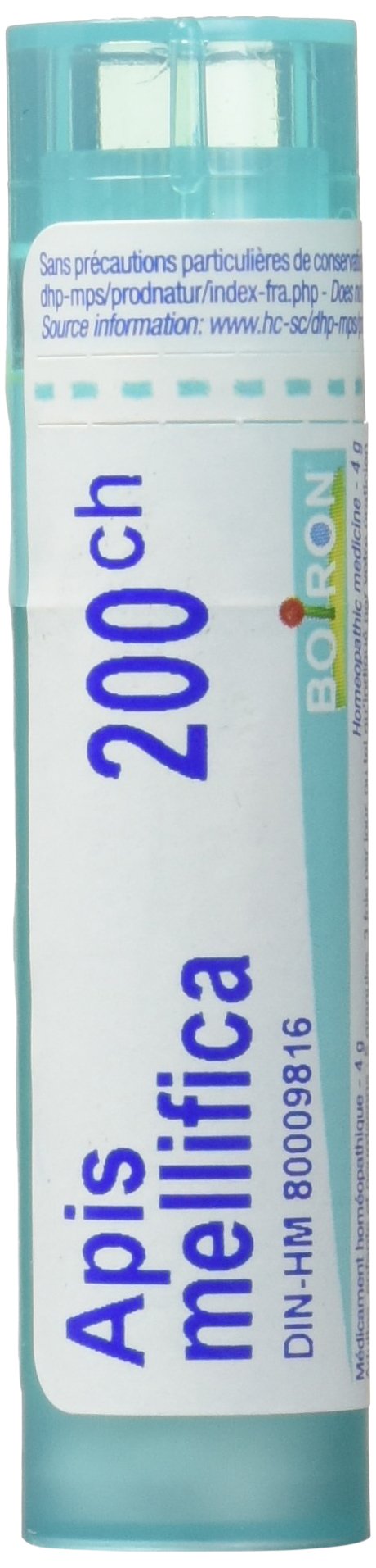 Boiron Apis mellifica 200ch,Homeopathic medicine. Each tube contains 4 g (approximately 80 pellets)