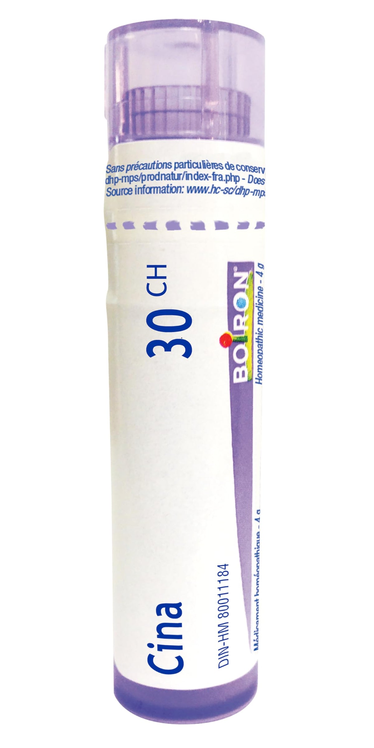 Boiron Cina 30ch,Homeopathic Medicine. Each Tube Contains 4 g (Approximately 80 pellets)