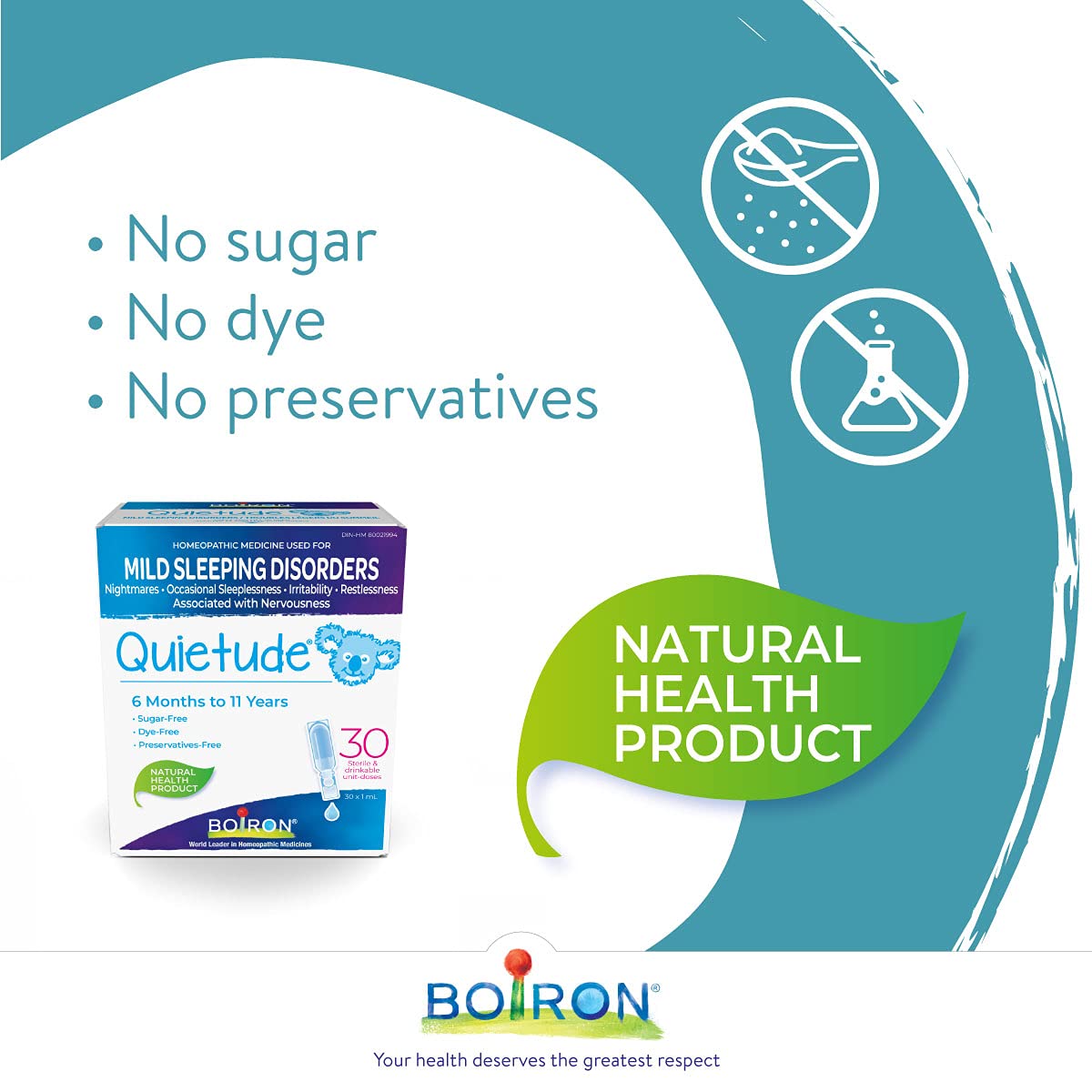 Boiron Quietude, 30 Unit-Doses (1 ml Each), Children's Homeopathic Medicine for the Relief of Mild Sleeping Disorders, Irritability, Restlessness Associated with Nervousness
