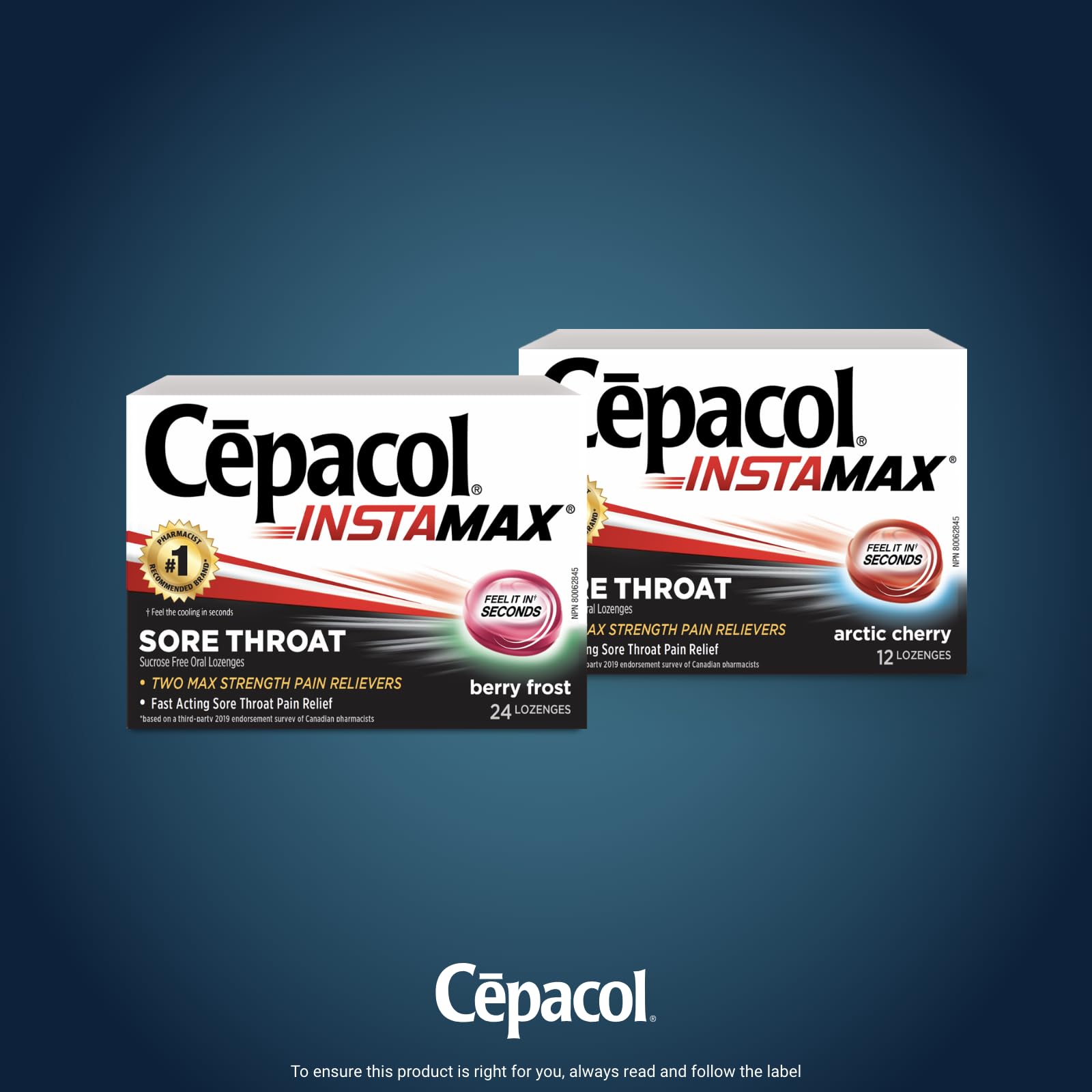 Cepacol Instamax Arctic Cherry, Sore Throat lozenges, 24 Count (Pack of 1)