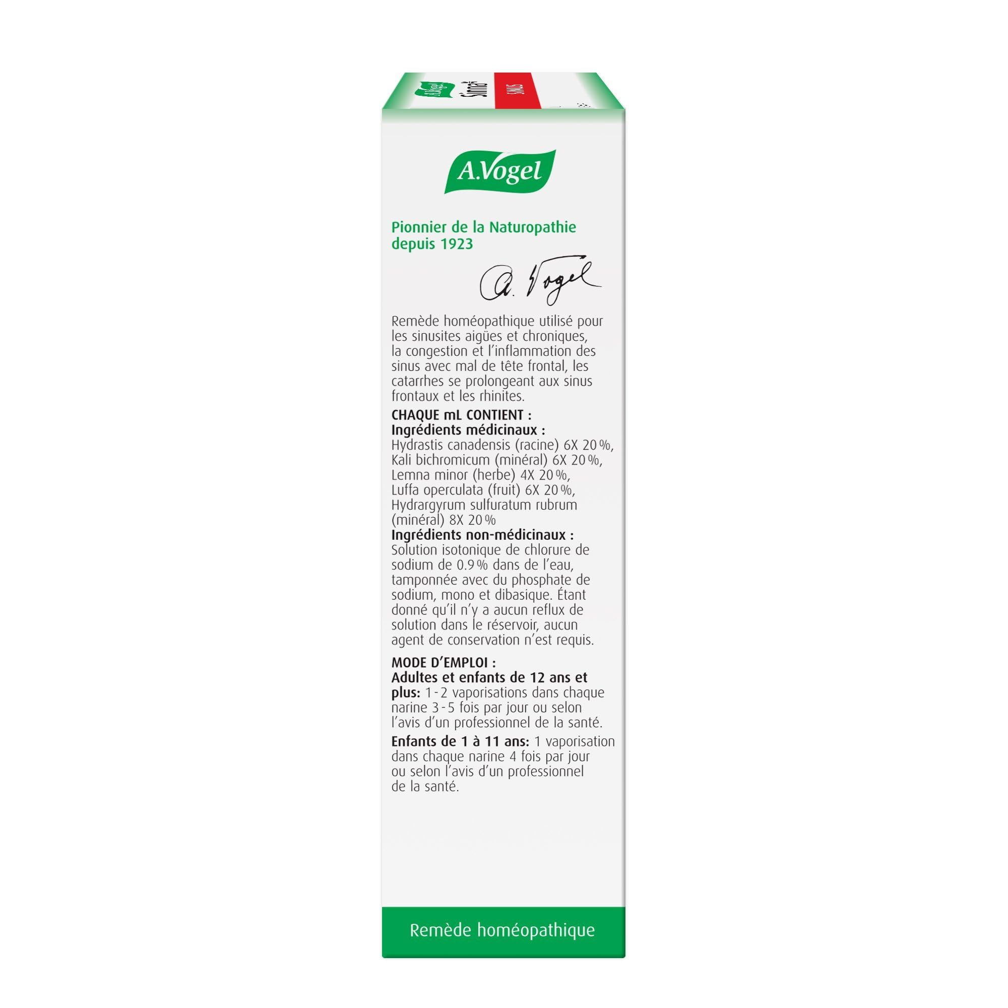A.Vogel Sinna Nasal Spray - Acute and Chronic Sinusitis Relief - Sinus Congestion and Inflammation Treatment - Homeopathic Remedy - Non-Drowsy - Ages 1+ - 20mL