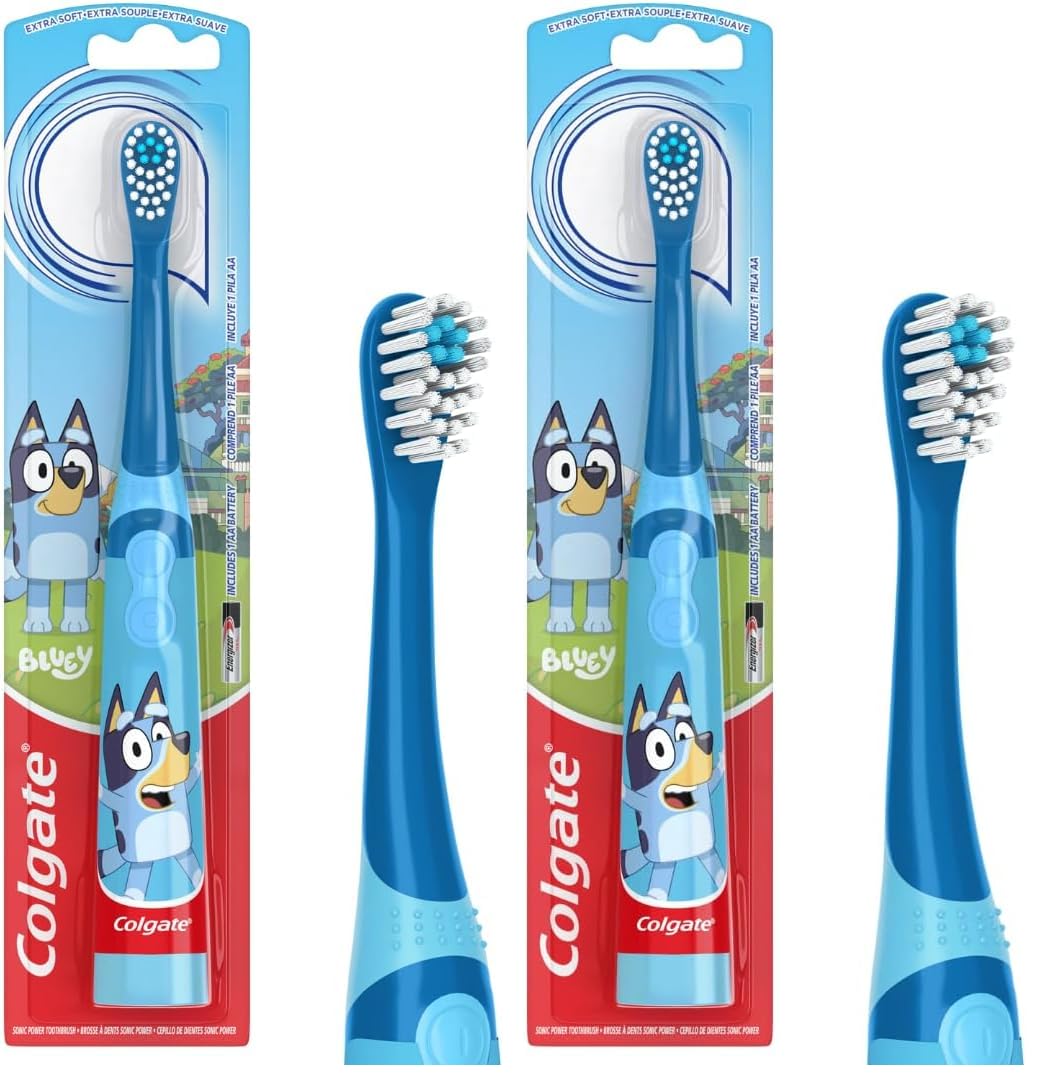 Colgate Kids Battery Powered Toothbrush, Bluey, Extra Soft, 1 Count (Pack of 2)