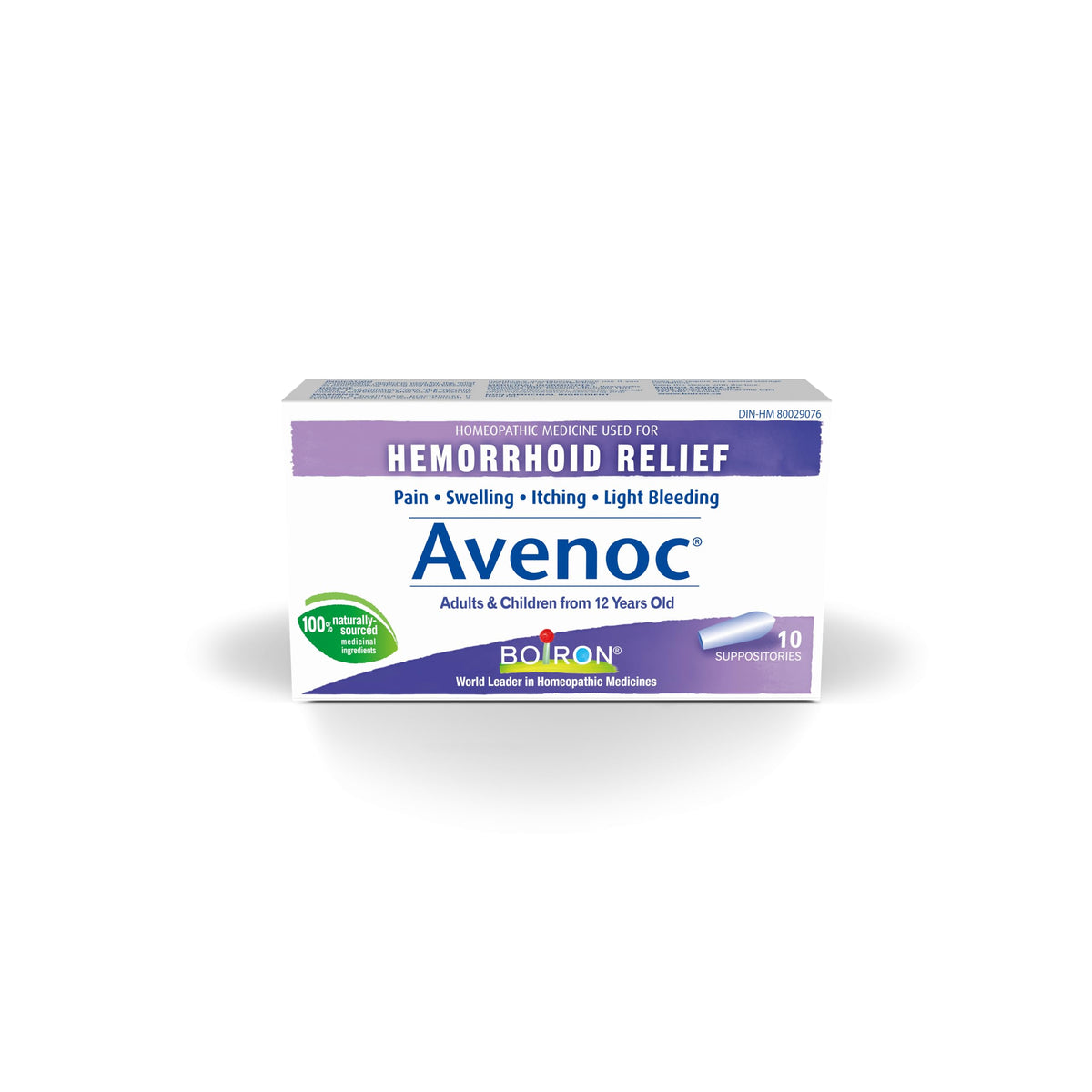 Boiron Avenoc for Hemorrhoid Relief Suppositories, Pain, Swelling, Itching, Light Bleeding, 10 Count