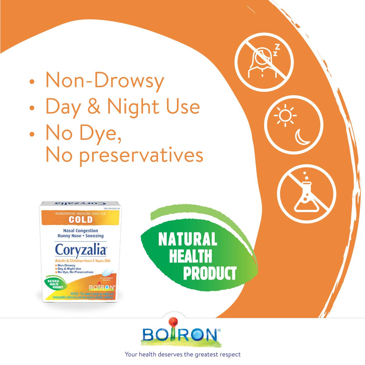 Boiron RhinAllergy for Relief from Allergy Symptoms of Sneezing, Runny Nose, and Itchy Eyes & Coryzalia for colds and cold symptoms, 60 Tablets. Chewable Tablets for nasal congestion