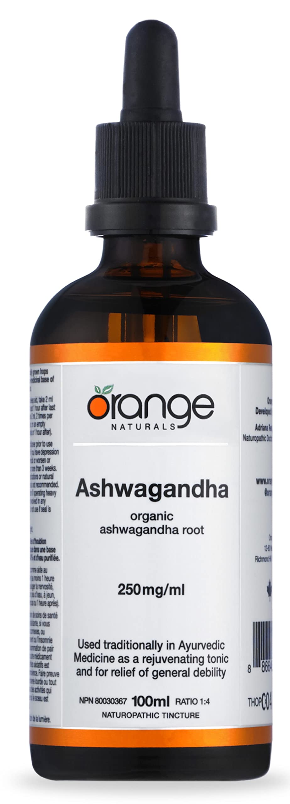 Orange Naturals - Ashwagandha Tincture Organic, 100ml 50-Servings - Organic Ashwagandha Liquid Drops - Memory Health, Nervous System and Sleep Aid