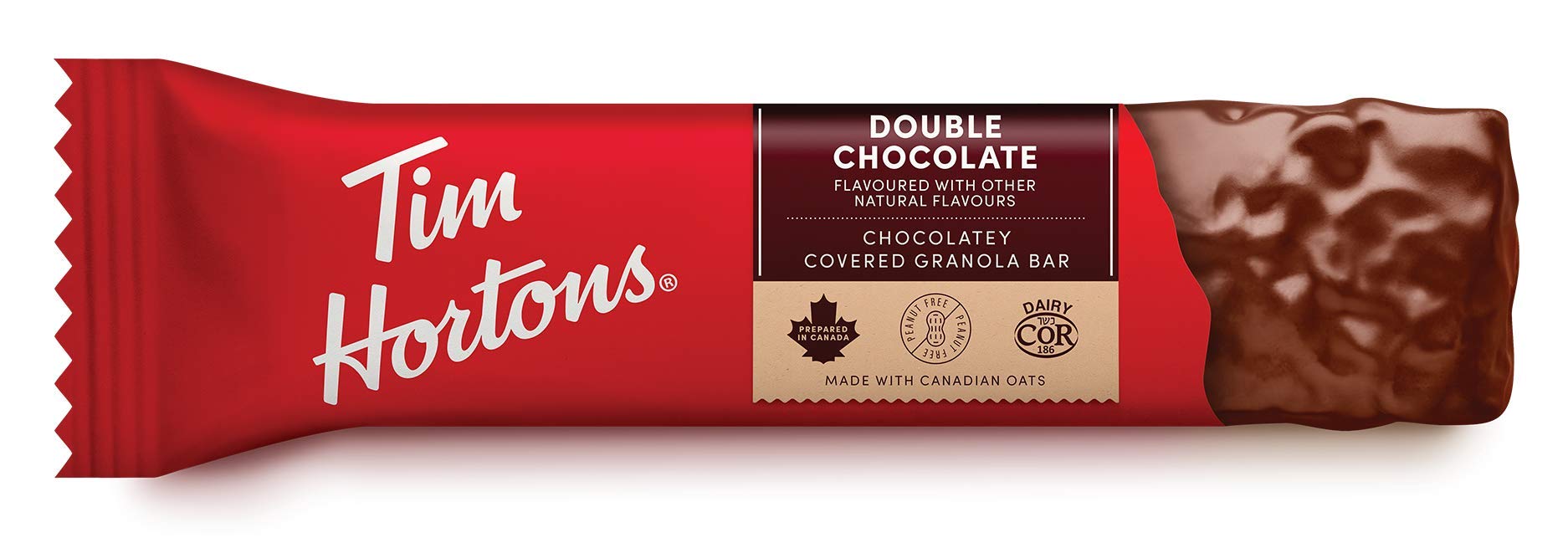Tim Hortons Double Chocolate Granola Bars, Peanut Free, 5 Count, Imported from Canada}