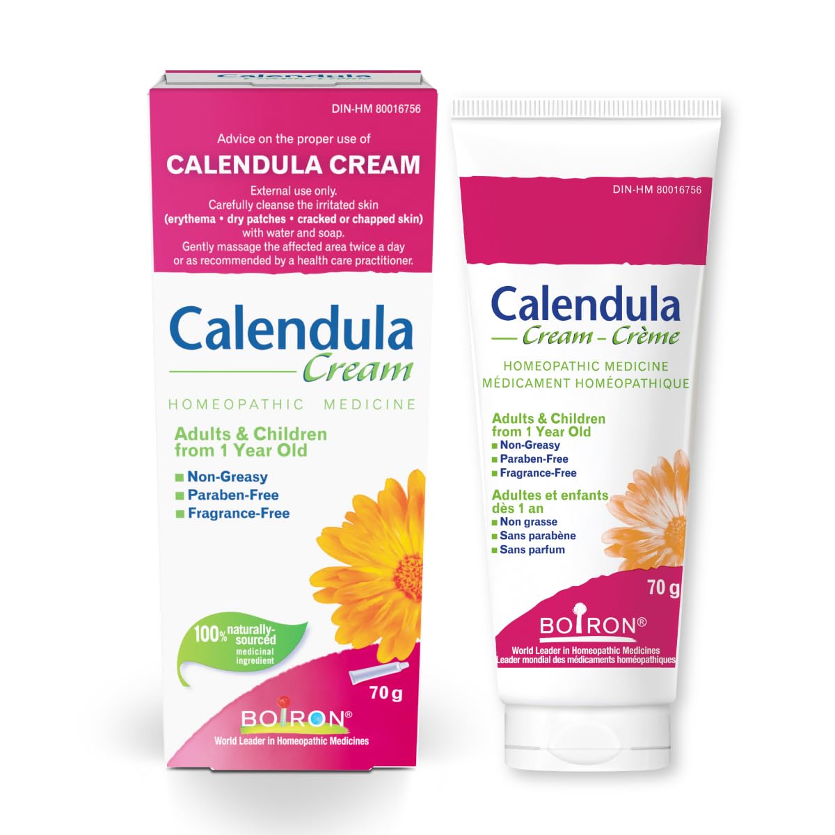 Boiron Calendula Cream for First Aid, Topical Cream for Irritated Skin, Non-Greasy, Paraben-Free, Fragrance-Free, 70g
