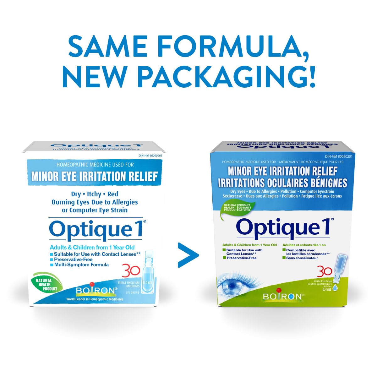 Boiron Optique 1, Eye drops used to relieve minor eye irritations such as dry, itchy or red burning eyes due to allergies or computer eye strain. 30 unit-doses
