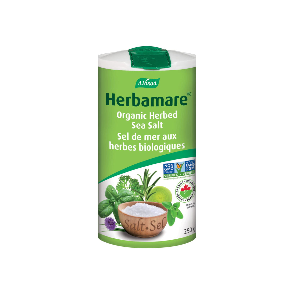 A.Vogel Herbamare Original - Herbed Sea Salt Infused with Fresh Organic Herbs and Vegetables - 1/3 Less Salt - Non-GMO Project Certified - MSG and Gluten Free - Vegetarian and Vegan - 250 G