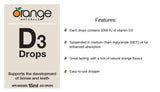 Orange Naturals Vitamin D3 Drops 1000IU 15ml, Natural Orange Flavour with MCT Base, 450 Servings, Daily Vitamin D Supplement for Strong Bone, Healthy Teeth & Active Living, Easy-to-Take Liquid Formula