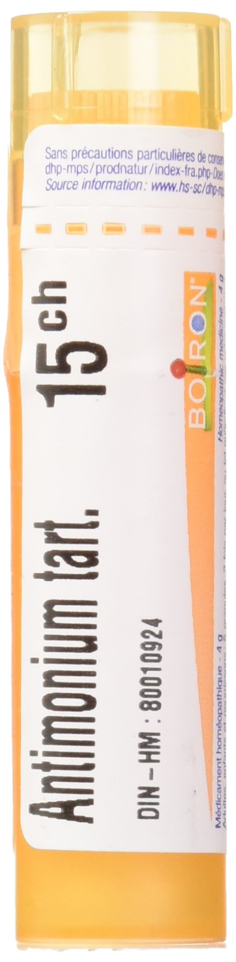 Boiron Antimonium tartaricum 15ch,Homeopathic medicine. Each tube contains 4 g (approximately 80 pellets)