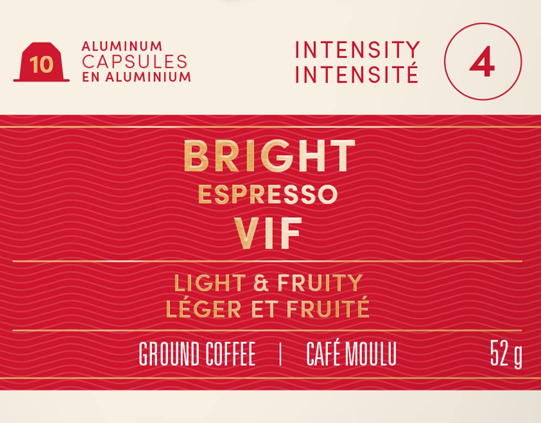 Tim Hortons Bright Espresso Capsules, Nespresso Original Line Compatible Capsules, 100 Count