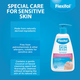Flexitol Sensitive Skin Wash - Best Body Wash for Sensitive & Itchy Skin, Soap-Free Cleanser & Body Shampoo for Dry Skin Relief (250ml)