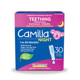 NEW Boiron Camilia Night 30 unit-doses. Homeopathic medicine used to relieve pain, restlessness, irritability due to teething, and associated sleep disturbances. From 1 to 30 months.