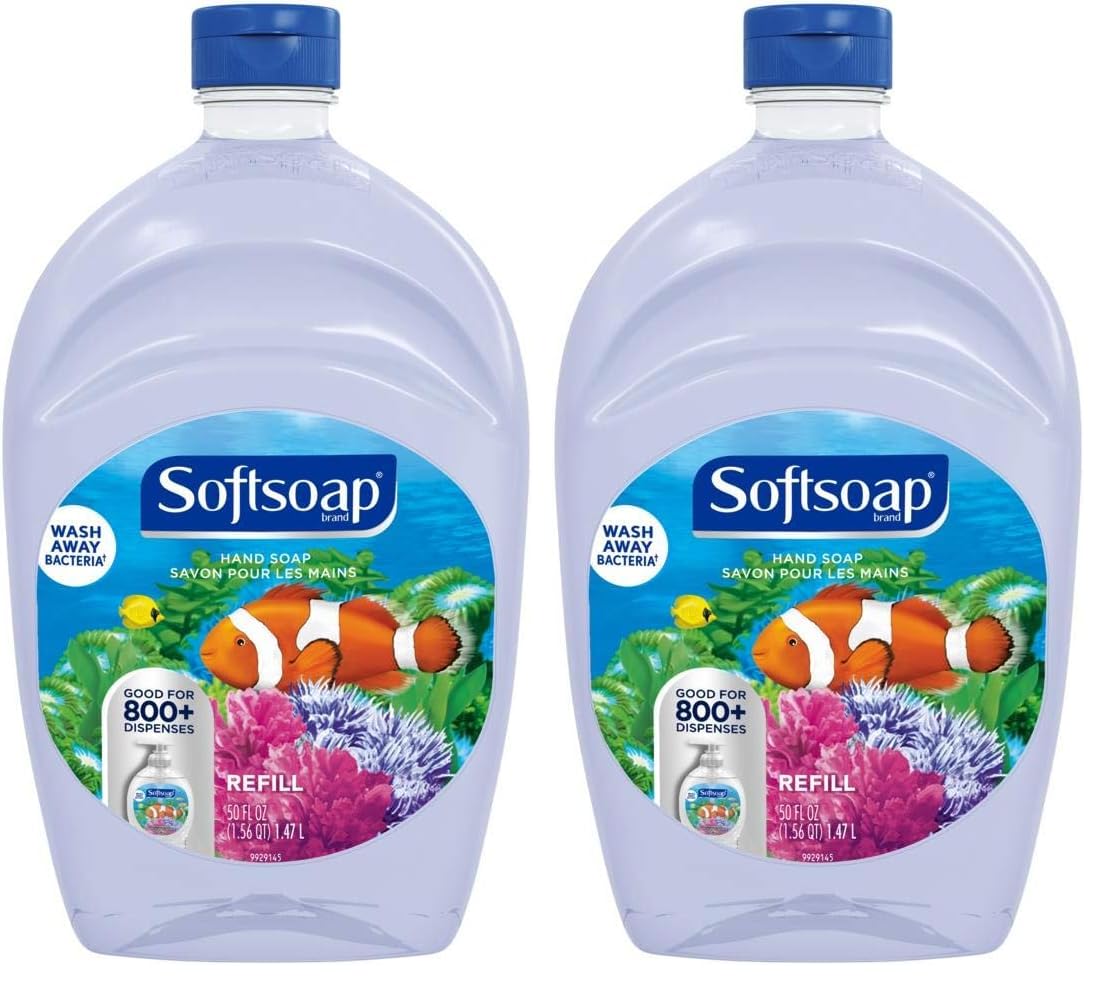 Softsoap Antibacterial Liquid Hand Soap Refill - Aquarium Series - Fresh Scent- Moisturizing Hand Wash, Savon a Main, Dermatologically Tested, for Soft Smooth Skin, 1.47 Liters (Pack of 2) (Packaging May Vary)