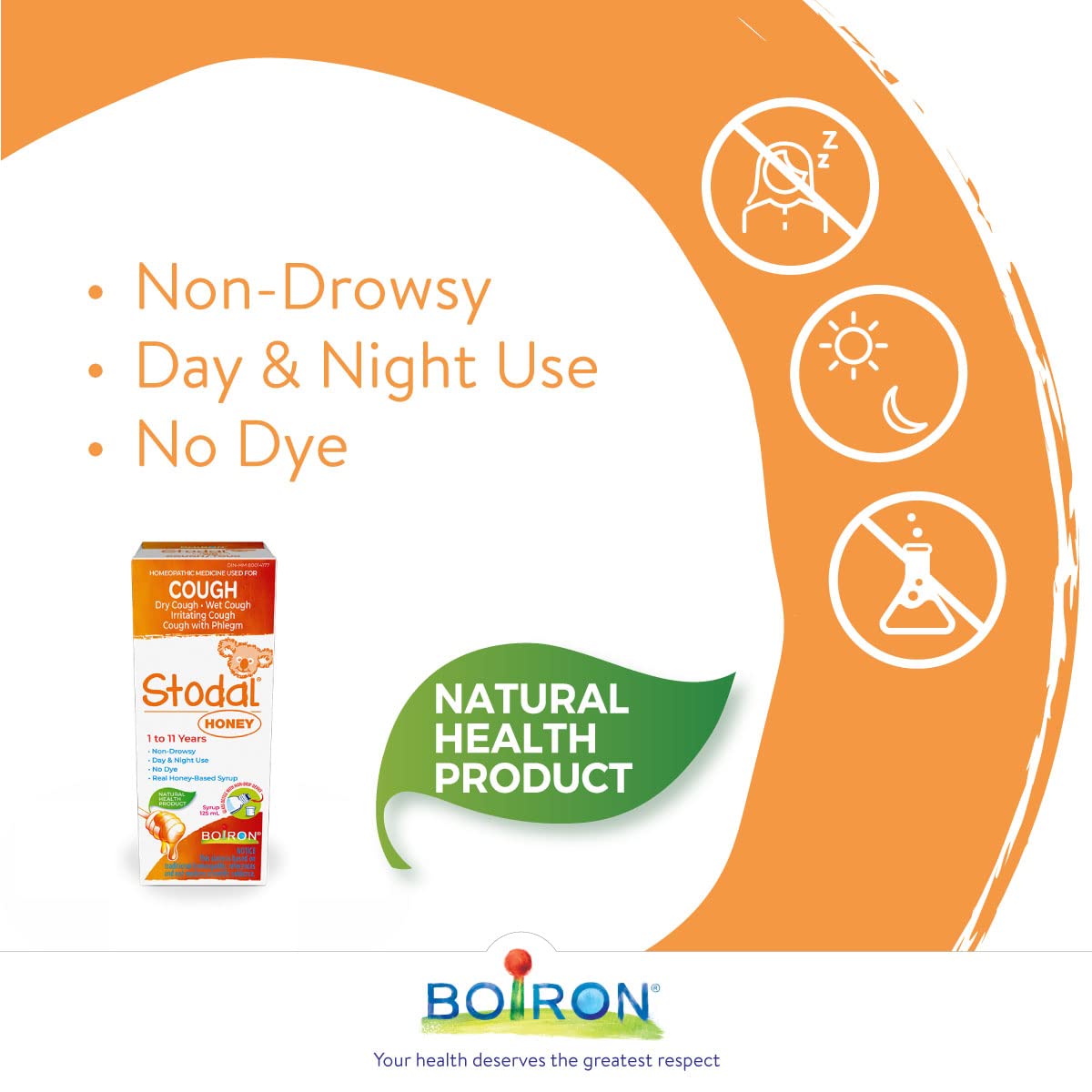 Boiron Stodal Honey Syrup – Twin Pack (2 x 200ml) – For Dry, Wet, Irritating, or Phlegmy Cough – Suitable for Children Aged 1 to 11 Years