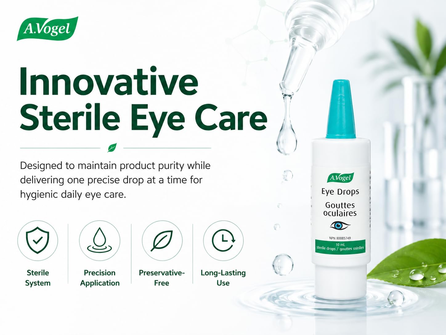 A.Vogel Eye Drops for Dry Eyes - Long-Lasting Relief for Dry, Irritated, Tired Eyes with Hyaluronic Acid and Euphrasia - Contact Lens Safe - Preservative and Phosphate-Free - 10 mL