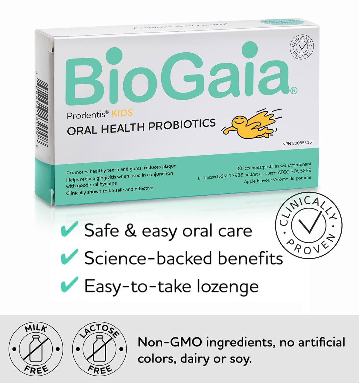 BioGaia Prodentis Apple | for Adults & Kids | Clinically Proven Dental Probiotics for Teeth and Gums | Promotes Good Oral Health & Gut Health Too | Oral Probiotics | 30 Apple-Flavored Lozenges