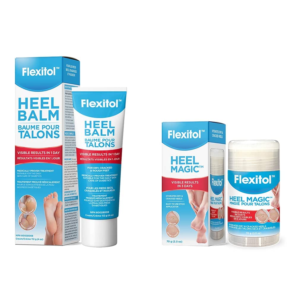 Flexitol Heel Balm, 112g & Heel Magic Stick, 70g Duo Pack - For Dry, Rough Heels - Shea Butter, Vitamin E & Pro-Vitamin B5