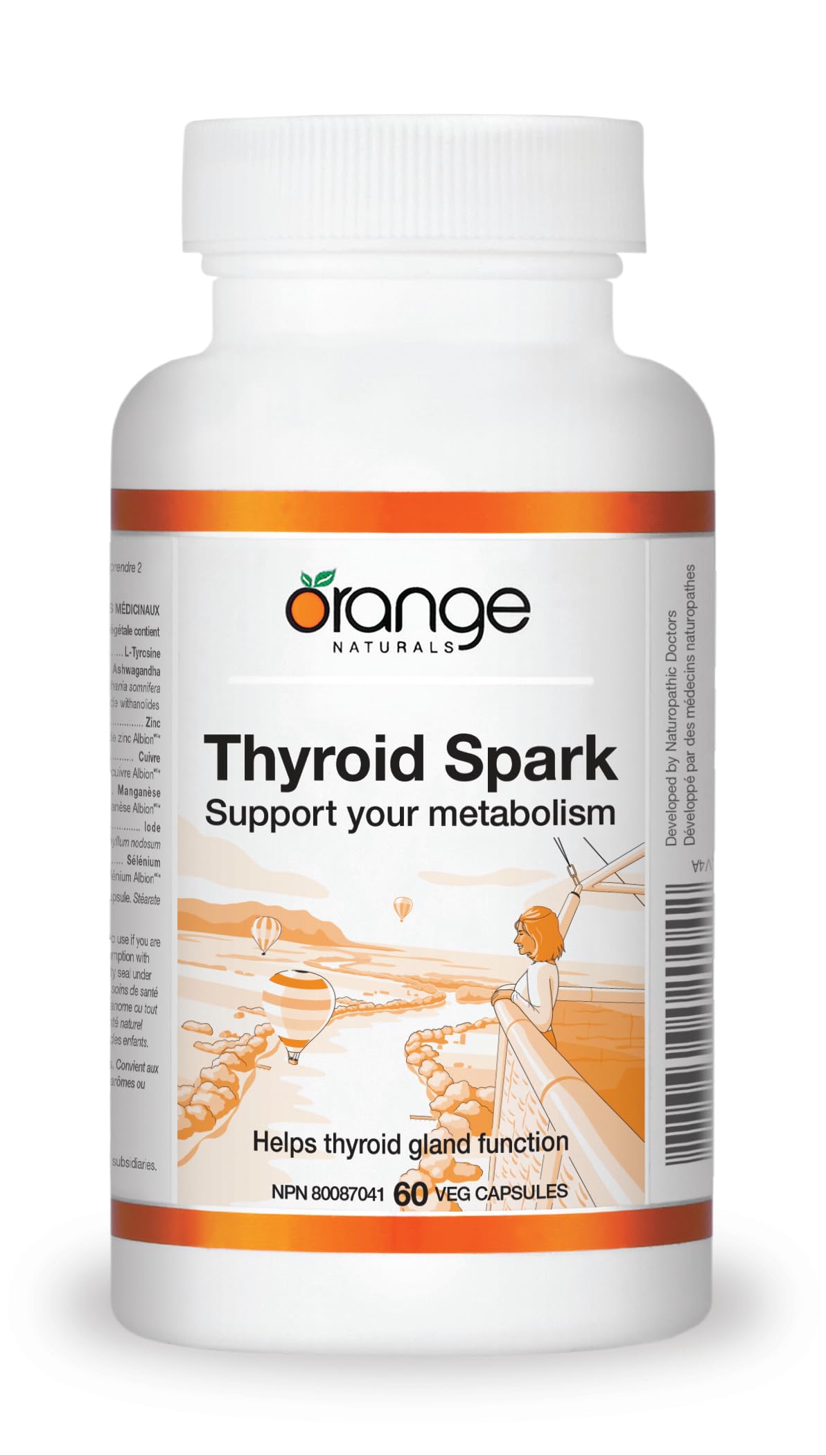 Orange Naturals - Thyroid Spark, 60 Capsules 30-Day Supply - Supports Healthy Thyroid Gland Function and Support Your Metabolism - Prevent Iodine Deficiency - Antioxidant to Combat Oxidative Damage