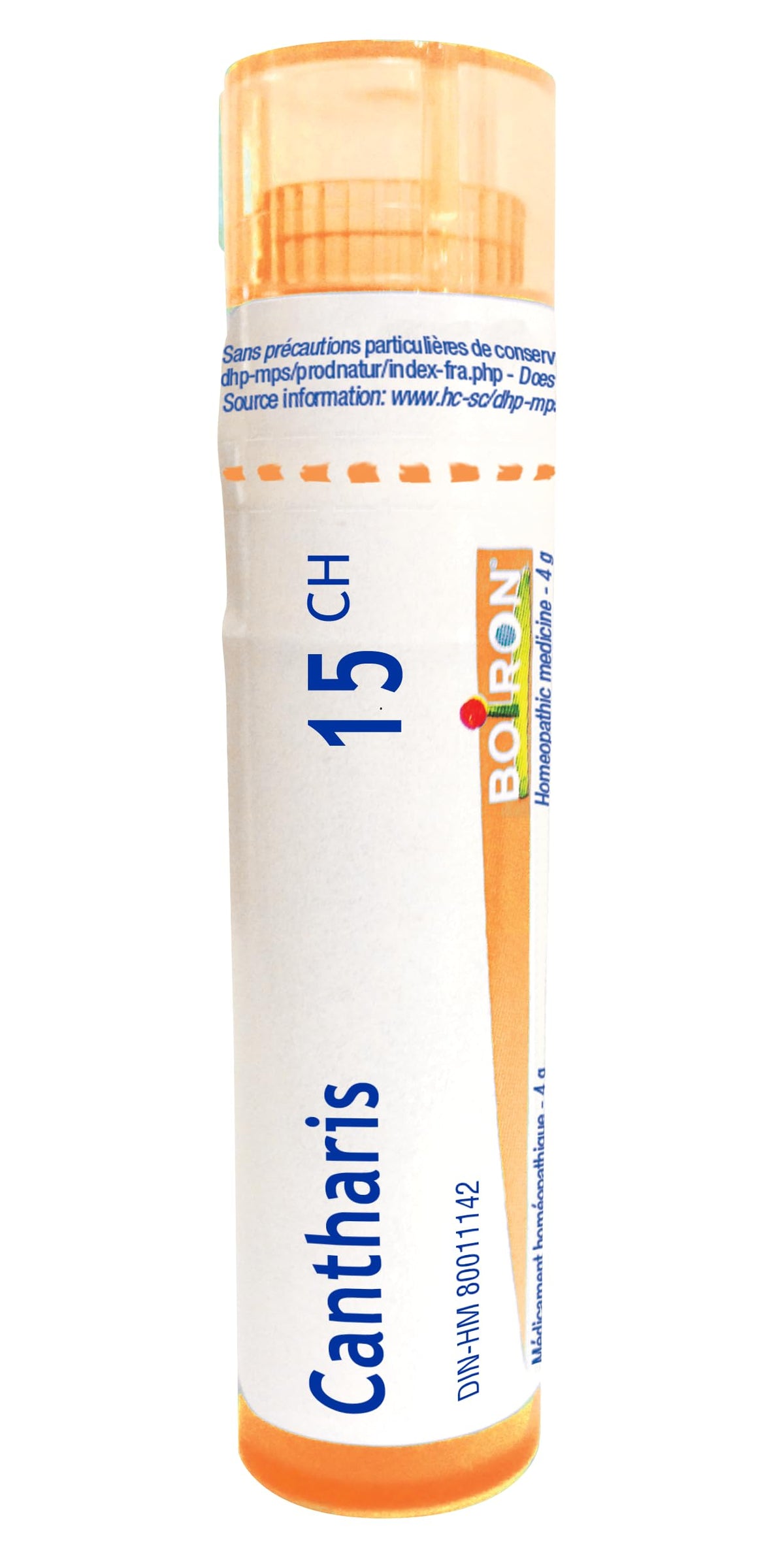 Boiron Cantharis 15ch,Homeopathic medicine. Each tube contains 4 g (approximately 80 pellets)