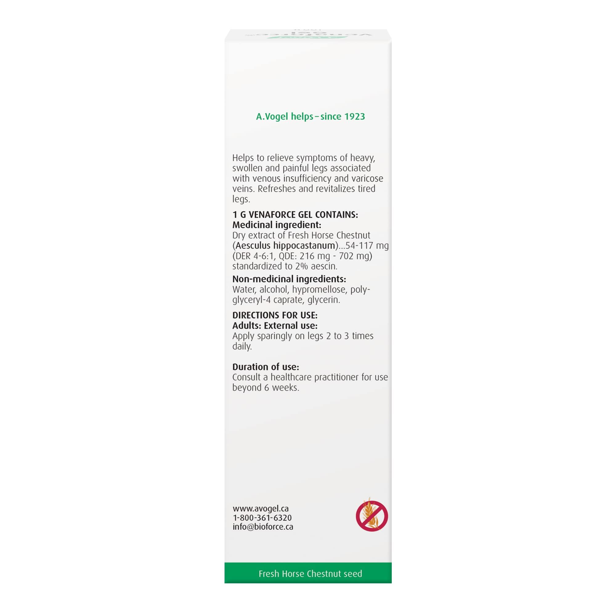 A.Vogel Venaforce Horse Chestnut Gel - Helps to Relieve Symptoms of Heavy, Swollen and Painful Legs Associated with Venous Insufficiency and Varicose Veins - 100 g