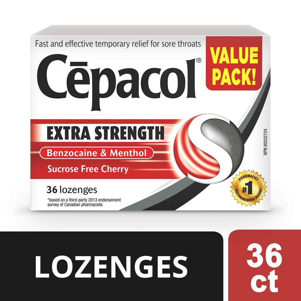 Cepacol Extra Strength, Fast and Effective Relief for Sore Throats, Sugar Free, Cherry, Mega Value Pack, 36 Count
