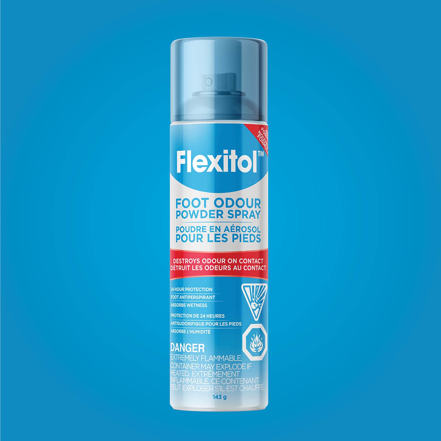 Flexitol Foot Odour Powder Spray – Deodorizer Powder for Sweaty, Smelly Feet & Shoes (143g)