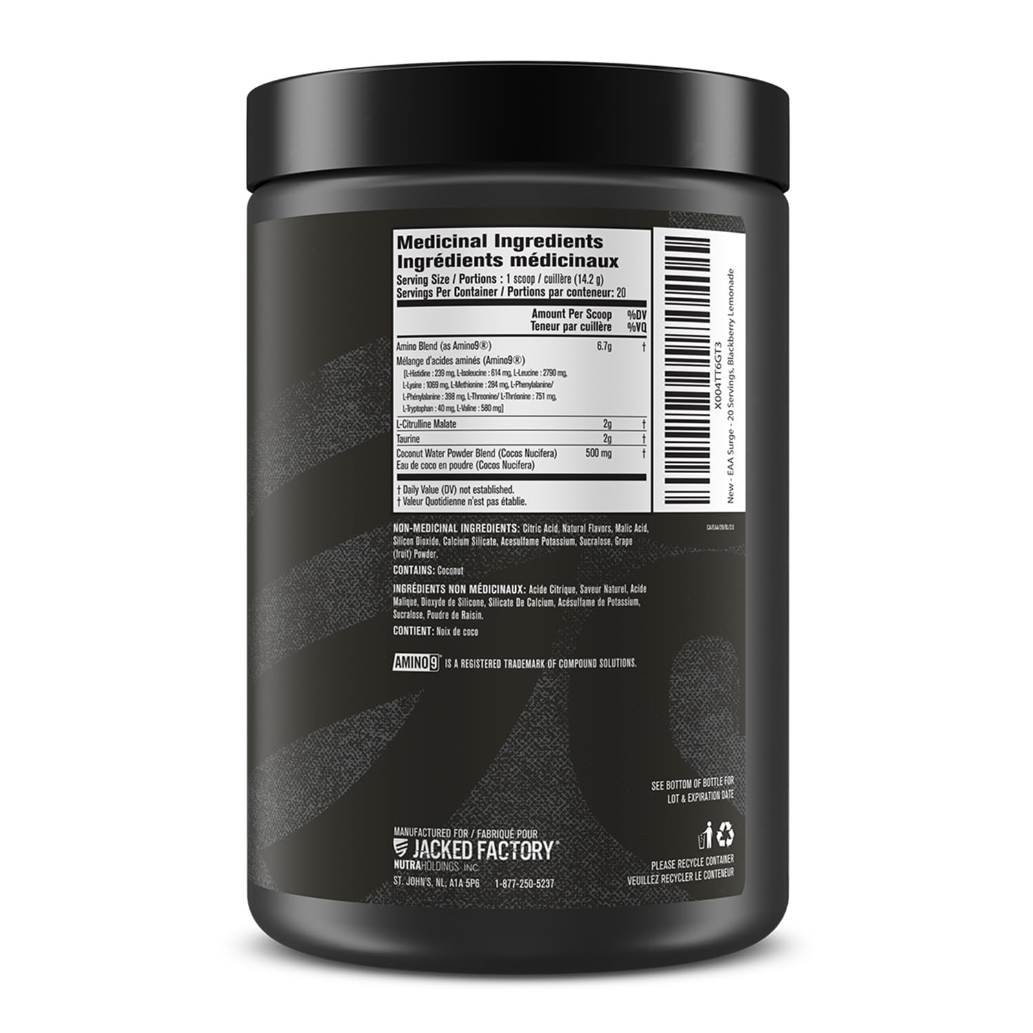 EAA Surge - 9 Essential Amino Acids Supplement for Intra Workout & Post Workout Recovery w/EAAS, BCAA Powder, L-Citrulline, Taurine, Leucine Supplement - 20Sv, Blackberry Lemonade