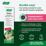 A.Vogel Sinna Nasal Spray - Acute and Chronic Sinusitis Relief - Sinus Congestion and Inflammation Treatment - Homeopathic Remedy - Non-Drowsy - Ages 1+ - 20mL