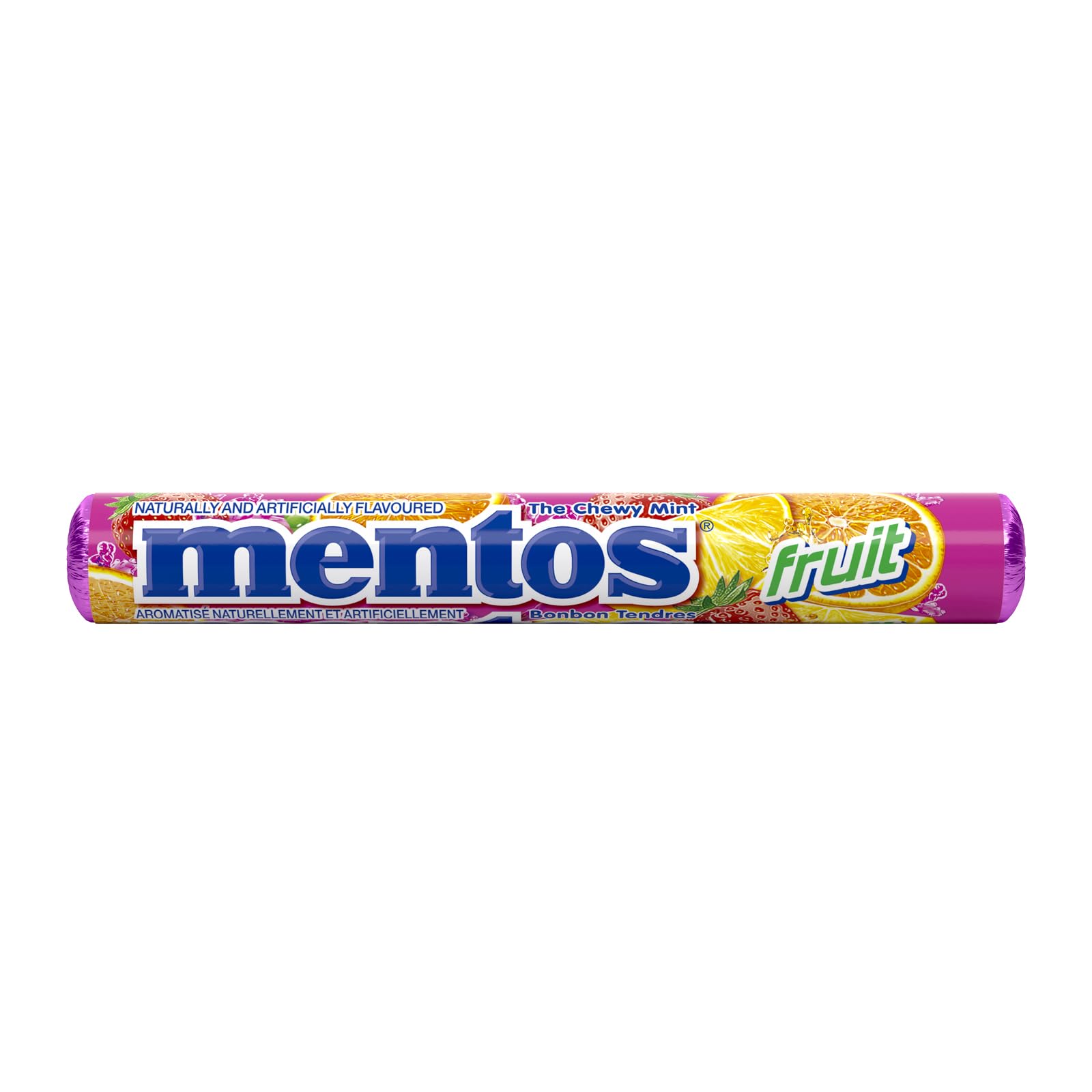 Mentos Chewy Mints, Fruit - Pack of 20 Rolls (280 Pieces), 37g per roll