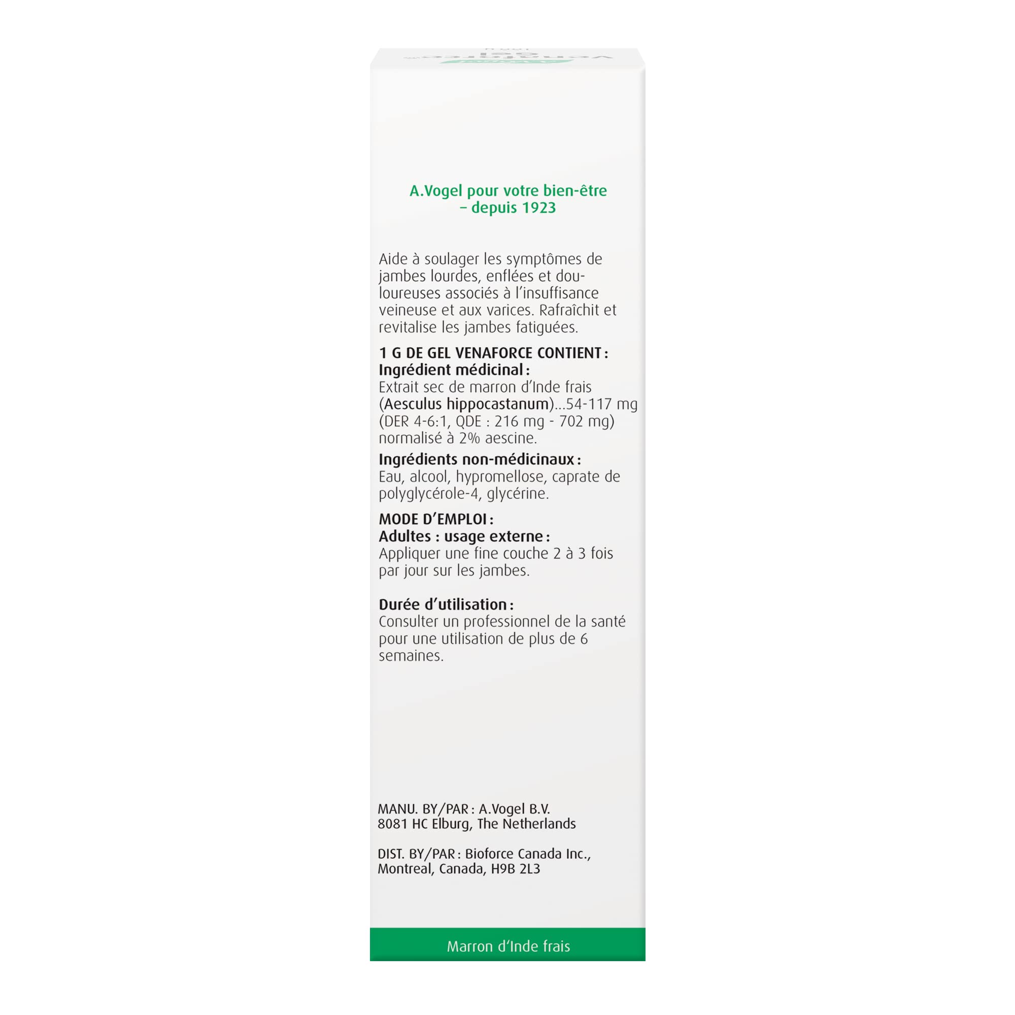 A.Vogel Venaforce Horse Chestnut Gel - Helps to Relieve Symptoms of Heavy, Swollen and Painful Legs Associated with Venous Insufficiency and Varicose Veins - 100 g